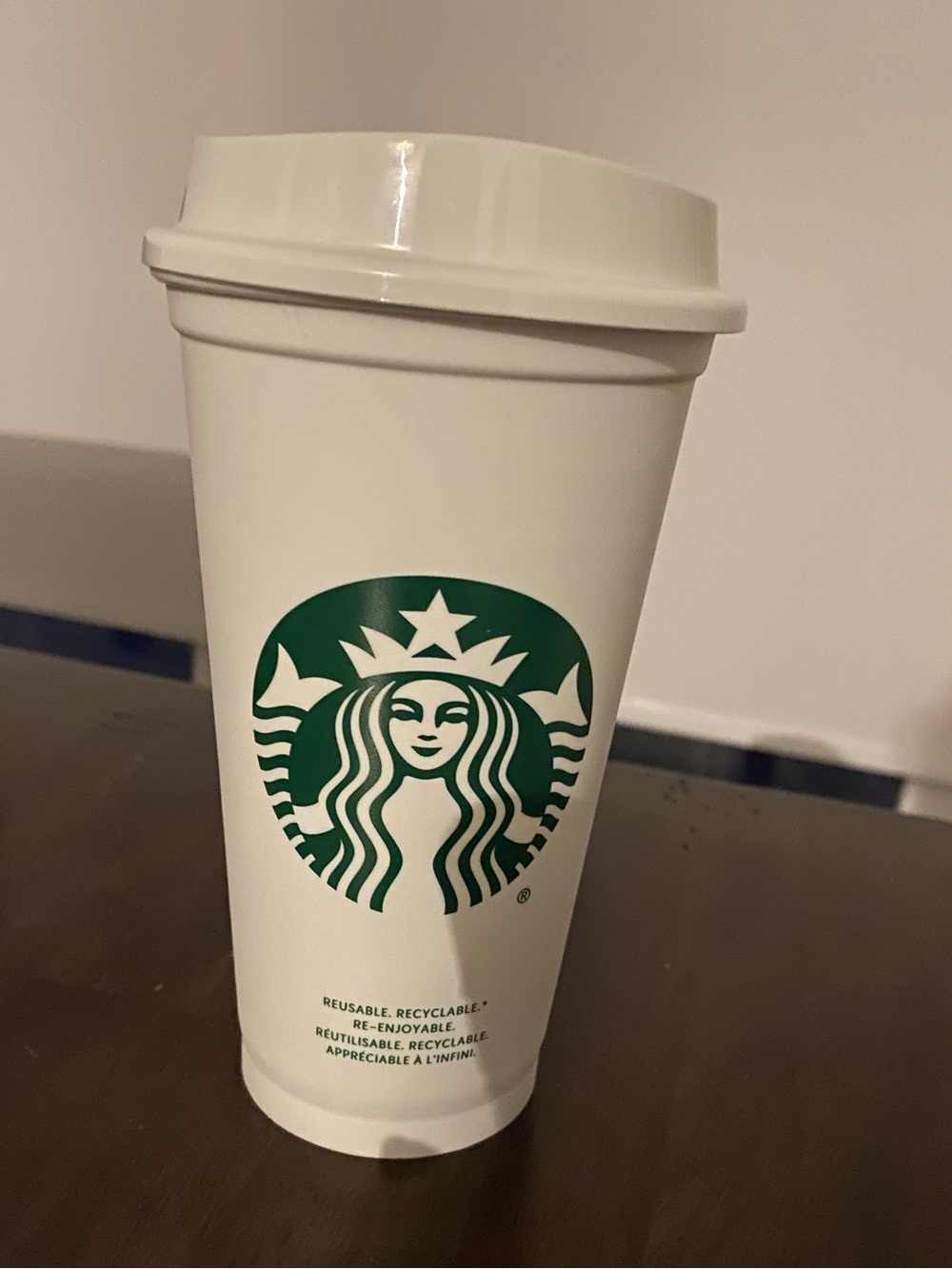 Starbucks White Reusable Cup with Green Siren Logo
